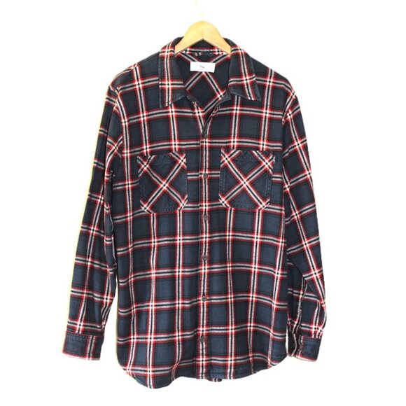 ARITZIA TNA Oversized Plaid Button-Up Shirt/Shacket in Dakota Blue (M) - Picture 3 of 9